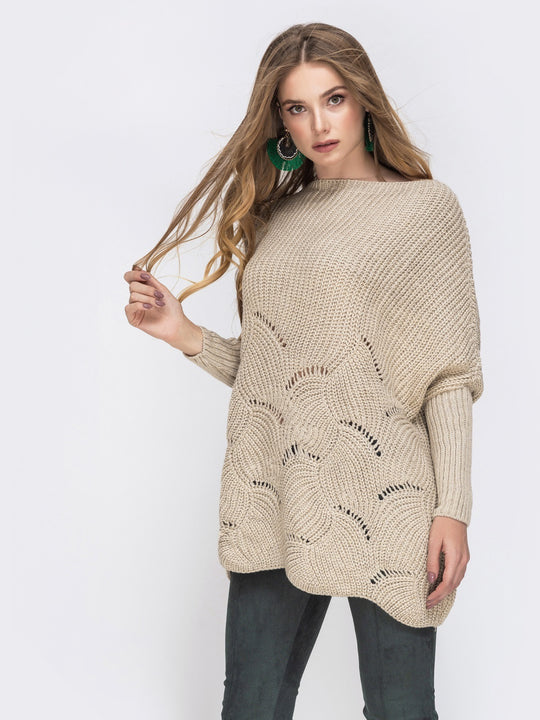 Damen Strickpullover mit luftigem Häkelmuster R&B