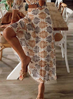 Damen Maxikleid mit botanischem Druck und eleganter Wickeloptik R&B