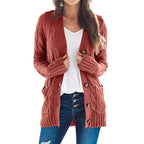 Damen Strickjacke mit strukturiertem Zopfdesign und praktischen Taschen R&B