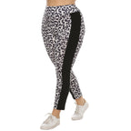 Damen figurbetonte Leggings mit Animal Print und seitlichen Kontraststreifen R&B