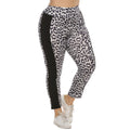 Damen figurbetonte Leggings mit Animal Print und seitlichen Kontraststreifen R&B