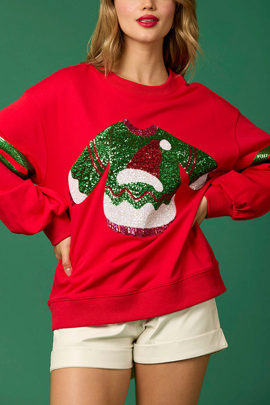 R&B | Weihnachts-Pailletten-Rundhals-Lässiger Sweatshirt