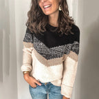 Damen moderner Strukturpullover mit geometrischem Design R&B