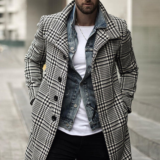 Herren eleganter Karomantel mit moderner Schnittführung R&B