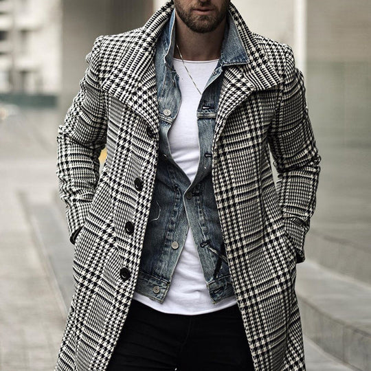 Herren eleganter Karomantel mit moderner Schnittführung R&B
