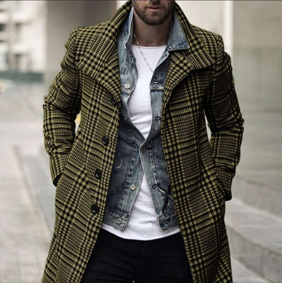 Herren eleganter Karomantel mit moderner Schnittführung