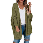 Damen gemütliche Strickjacke mit voluminösen Ärmeln und praktischen Taschen R&B