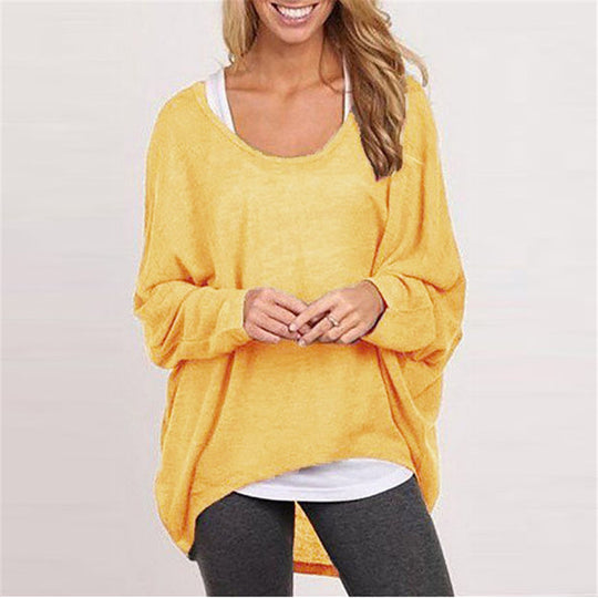 Damen lässiger Oversized Pullover mit weit geschnittenen Ärmeln und lässigem Fall R&B