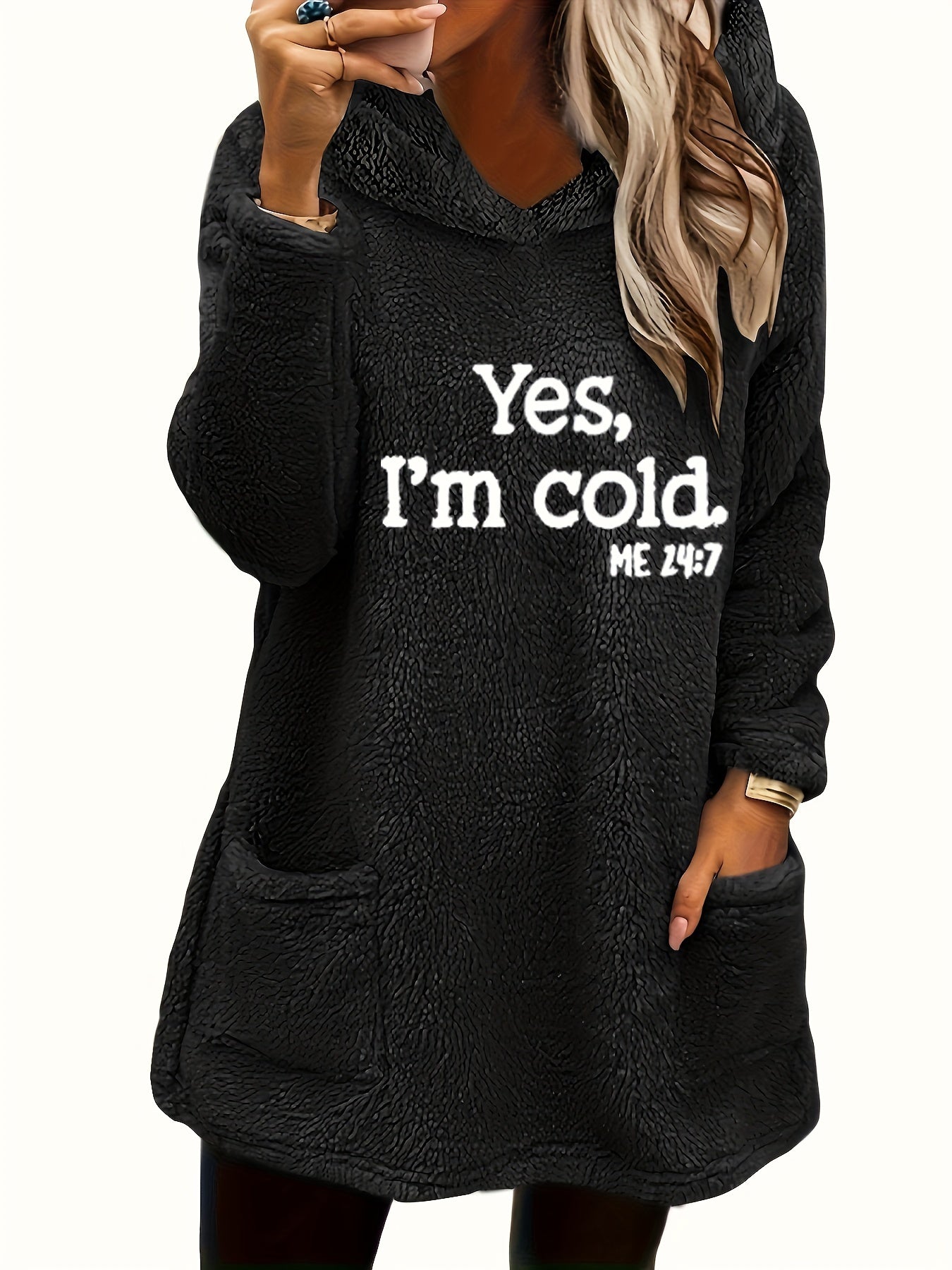 R&B | Langer Hoodie mit Print Fleece Wärme und Komfort