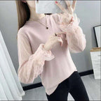 Damen Pullover mit transparenten, voluminösen Ärmeln R&B