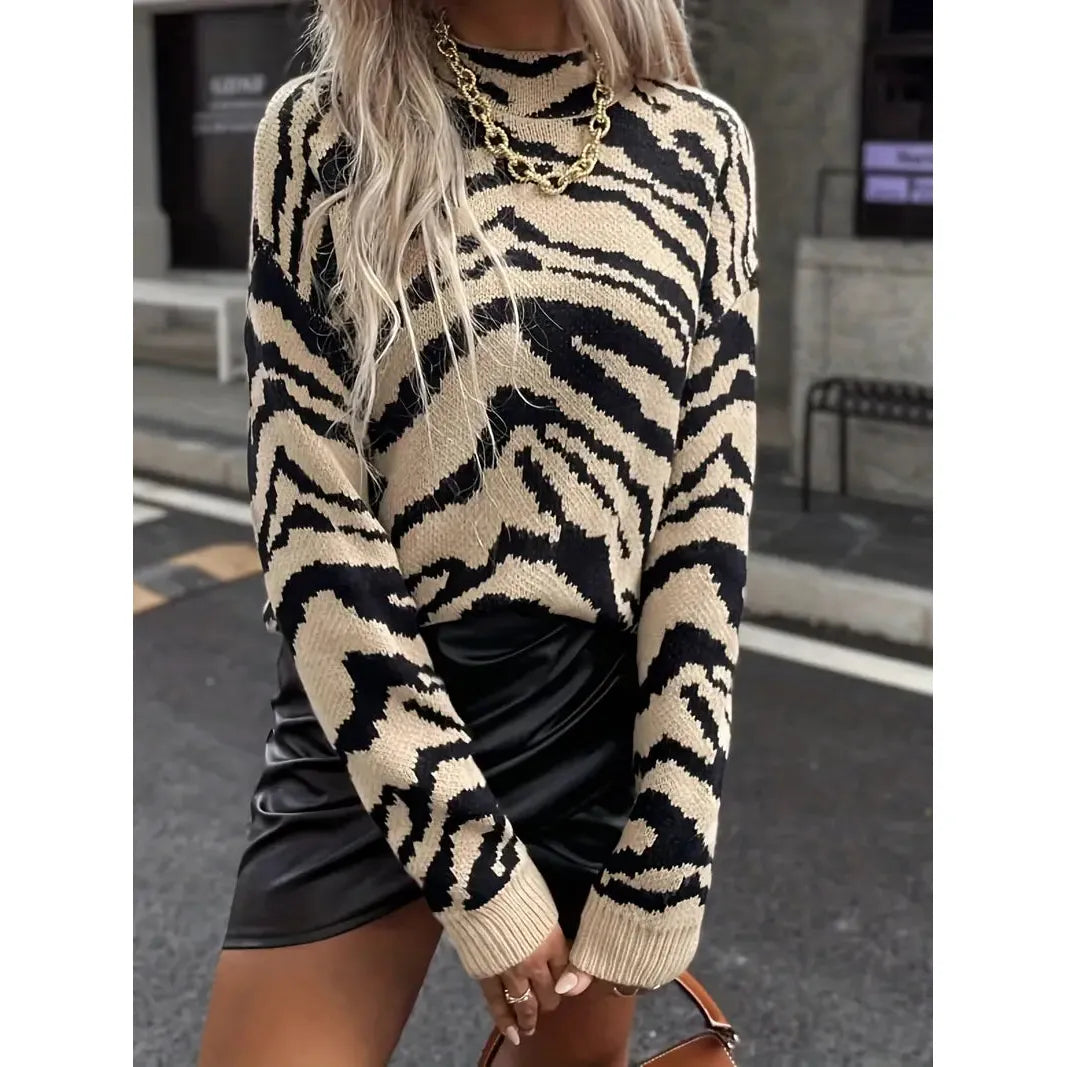 R&B | Eleganter Zebra-Jersey für Damen für Herbst und Winter
