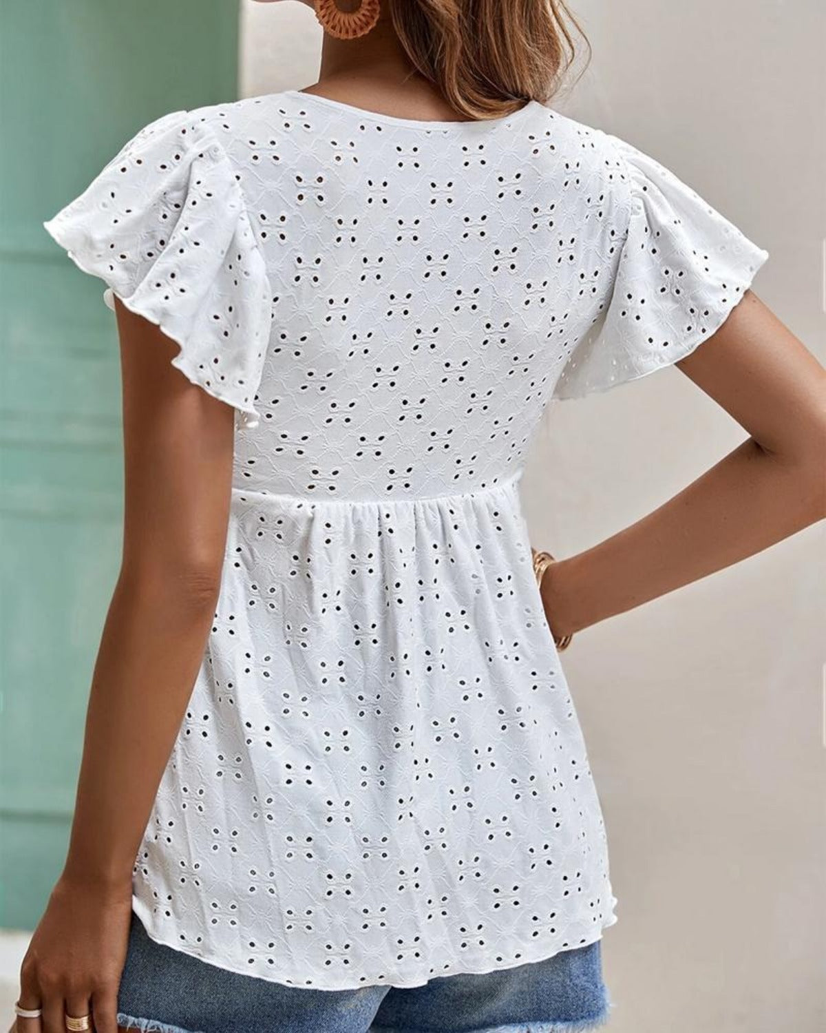 R&B | Hohles Jacquard-Oberteil mit Fransen