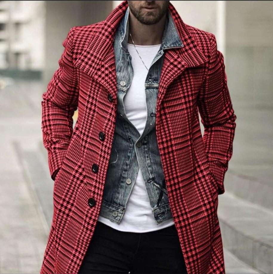 Herren eleganter Karomantel mit moderner Schnittführung R&B