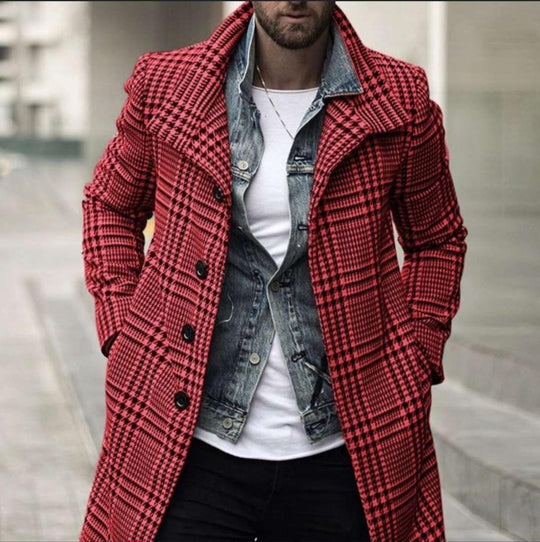 Herren eleganter Karomantel mit moderner Schnittführung R&B