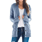 Damen Strickjacke mit strukturiertem Zopfdesign und praktischen Taschen R&B