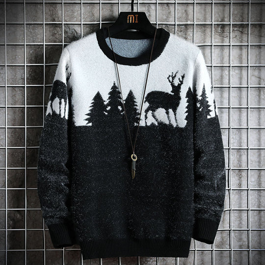Herren Kuscheliger Winterpullover mit Tiermotiven R&B