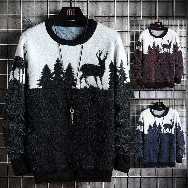 Herren Kuscheliger Winterpullover mit Tiermotiven R&B