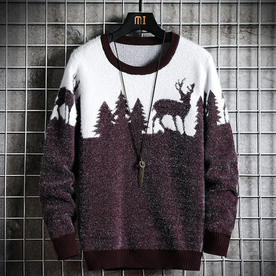 Herren Kuscheliger Winterpullover mit Tiermotiven R&B
