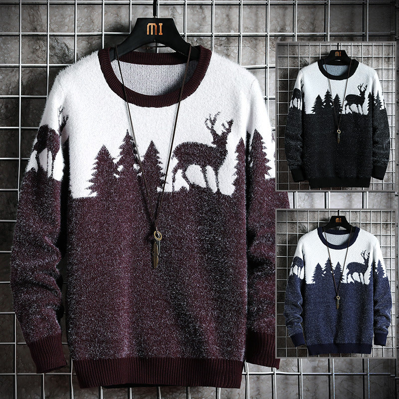 Herren Kuscheliger Winterpullover mit Tiermotiven R&B