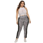 Damen figurbetonte Leggings mit Animal Print und seitlichen Kontraststreifen R&B