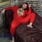 Unisex nan Einteiliger Langarm-Schlafanzug mit durchgehender Knopfleiste und elastischen Bündchen R&B