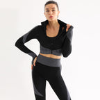 Damen Sportliches Set mit cropped Jacke und hochgeschnittenen Leggings R&B