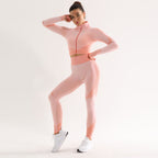 Damen Sportliches Set mit cropped Jacke und hochgeschnittenen Leggings R&B