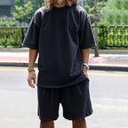 R&B | Lockeres T-Shirt Shorts einfarbiges Set