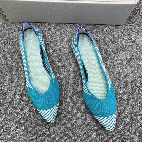 Damen spitz zulaufende Ballerinas mit modernem Karomuster R&B