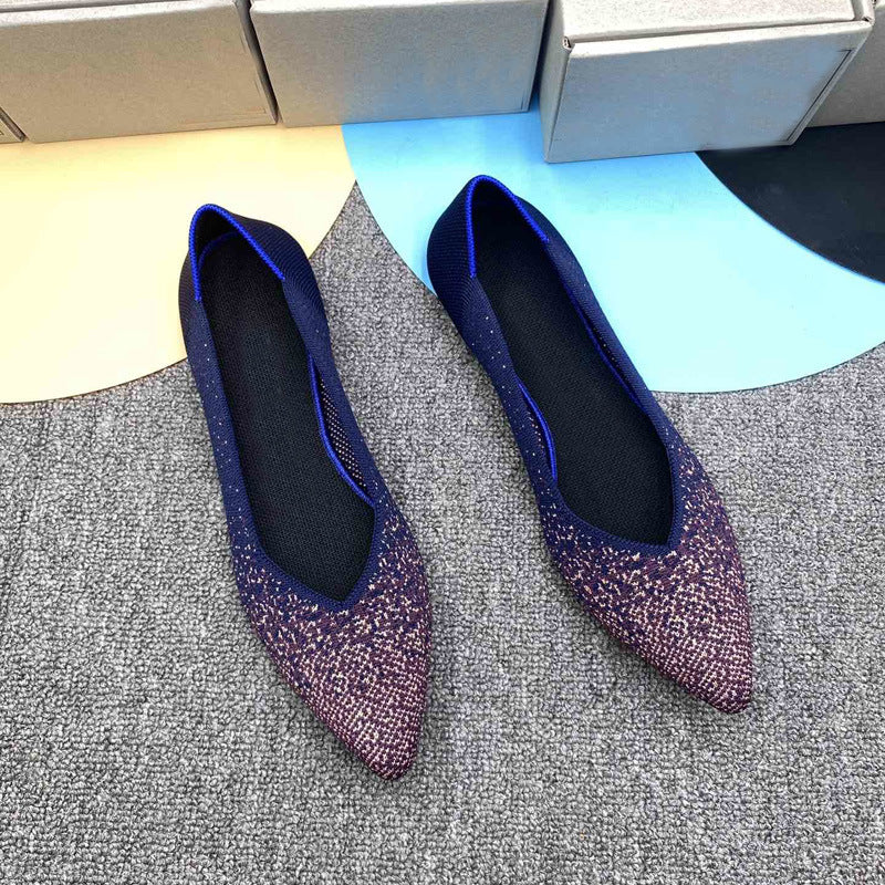 Damen elegante Spitzer Ballerinas aus atmungsaktivem Material