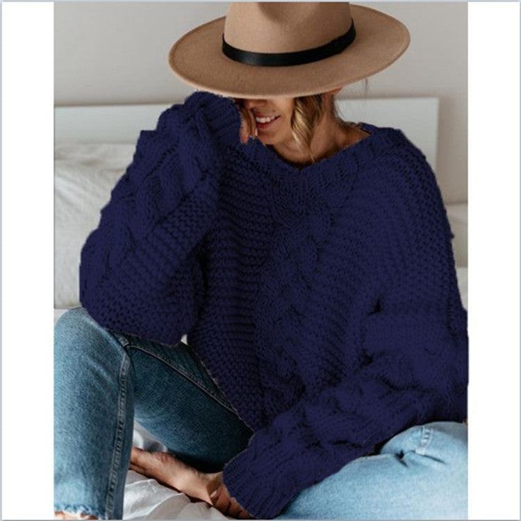 Damen Grobstrickpullover mit dekorativen Zopfdetails und lässigem Schnitt R&B