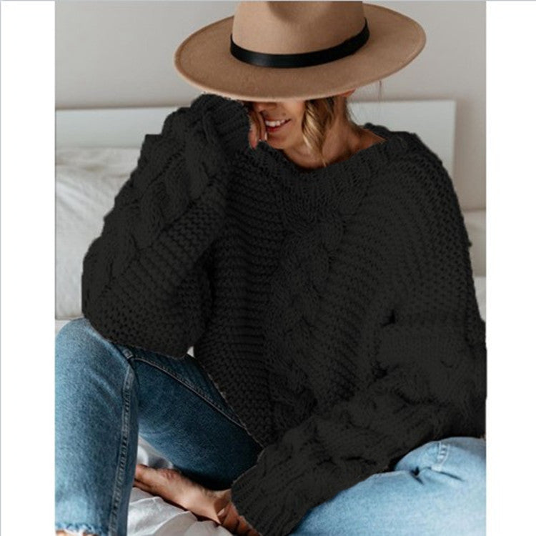 Damen Grobstrickpullover mit Zopfmuster und lässigem Schnitt R&B