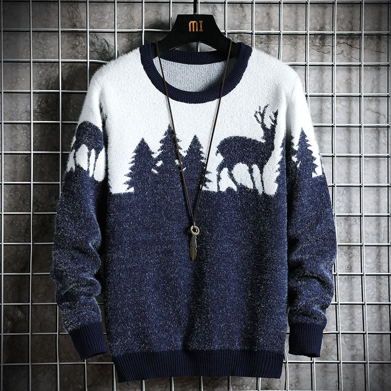 Herren Kuscheliger Winterpullover mit Tiermotiven R&B