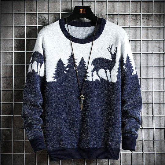 Herren Kuscheliger Winterpullover mit Tiermotiven R&B