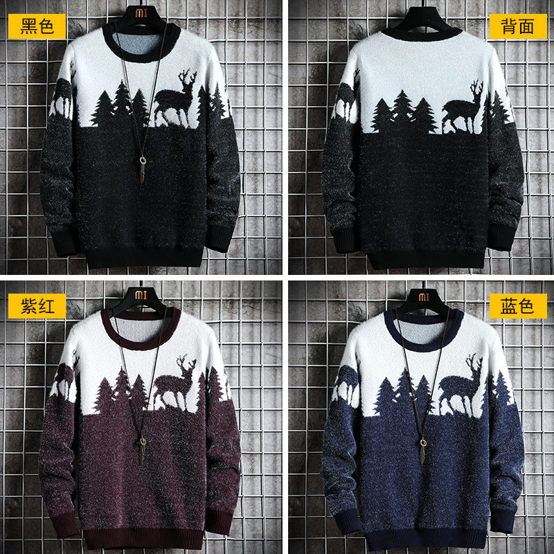 Herren Kuscheliger Winterpullover mit Tiermotiven R&B