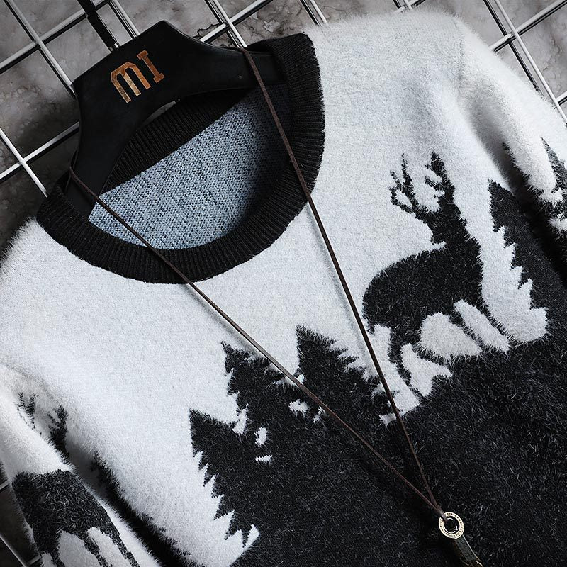Herren Kuscheliger Winterpullover mit Tiermotiven R&B
