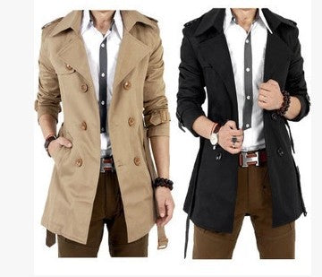 Herren eleganter Trenchcoat mit praktischen Knopfdetails und stilvollen Taschen R&B