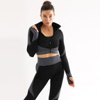 Damen Sportliches Set mit cropped Jacke und hochgeschnittenen Leggings R&B
