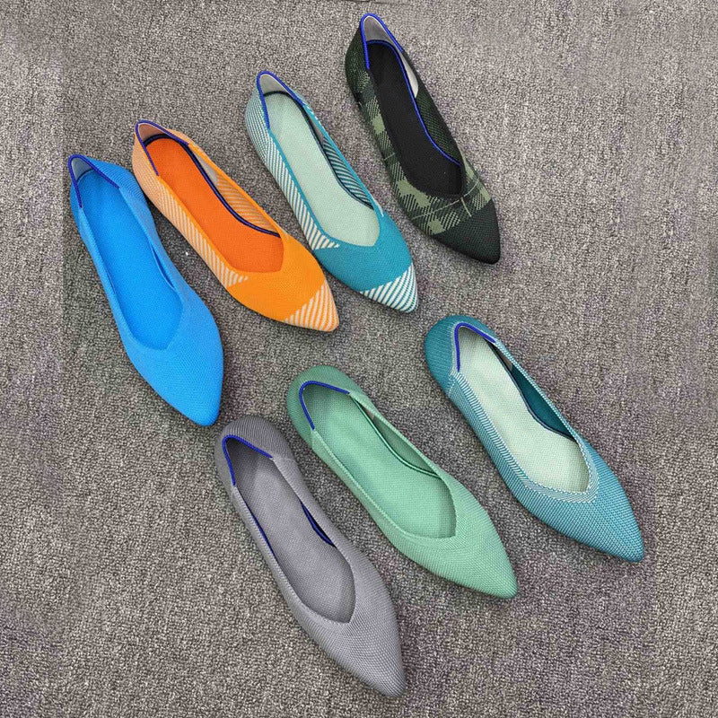 Damen spitz zulaufende Ballerinas mit modernem Karomuster