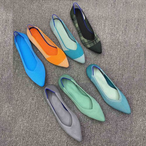 Damen spitz zulaufende Ballerinas mit modernem Karomuster R&B