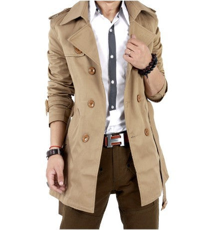 Herren Trendiger Trenchcoat mit doppelter Knopfleiste und praktischen Taschen R&B
