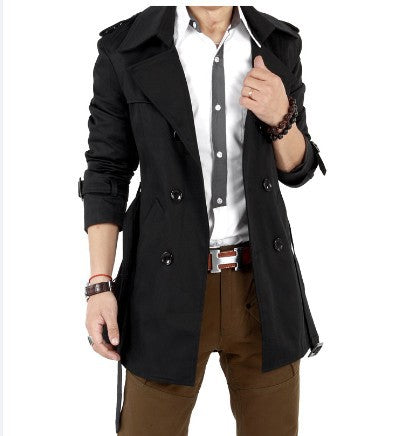 Herren eleganter Trenchcoat mit praktischen Knopfdetails und stilvollen Taschen R&B
