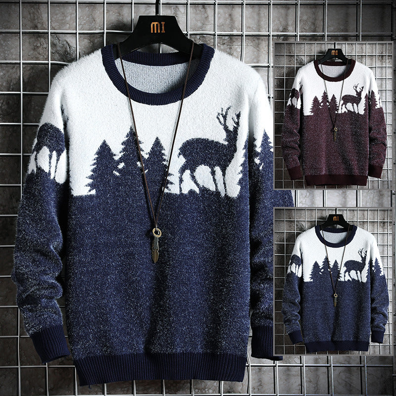 Herren Kuscheliger Winterpullover mit Tiermotiven R&B