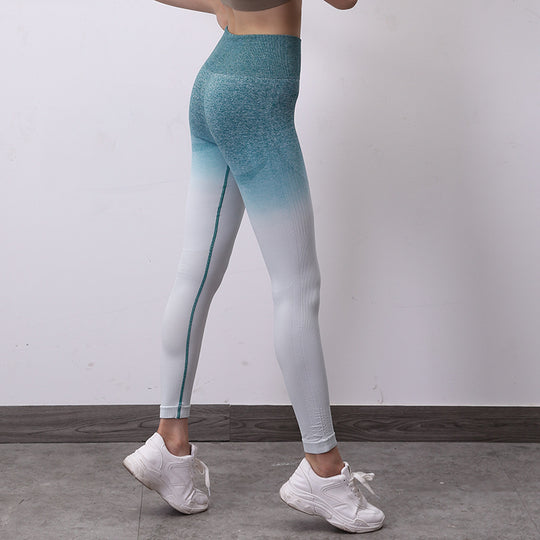 Damen Hochwertige Fitness-Leggings mit innovativem Farbverlauf und hohem Bund R&B