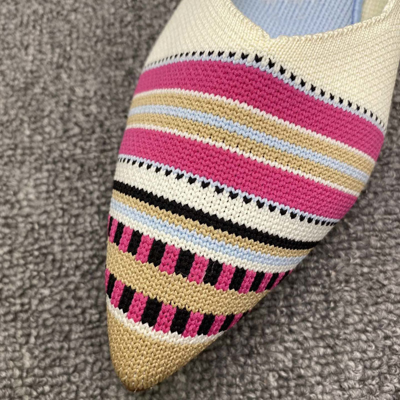 Damen spitz zulaufende Ballerinas mit dekorativem Stripen-Design