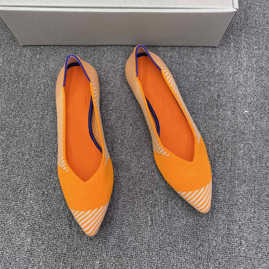 Damen spitz zulaufende Ballerinas mit modernem Karomuster R&B