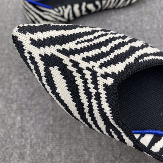 Damen elastische Ballerinas mit modischem Zebramuster R&B