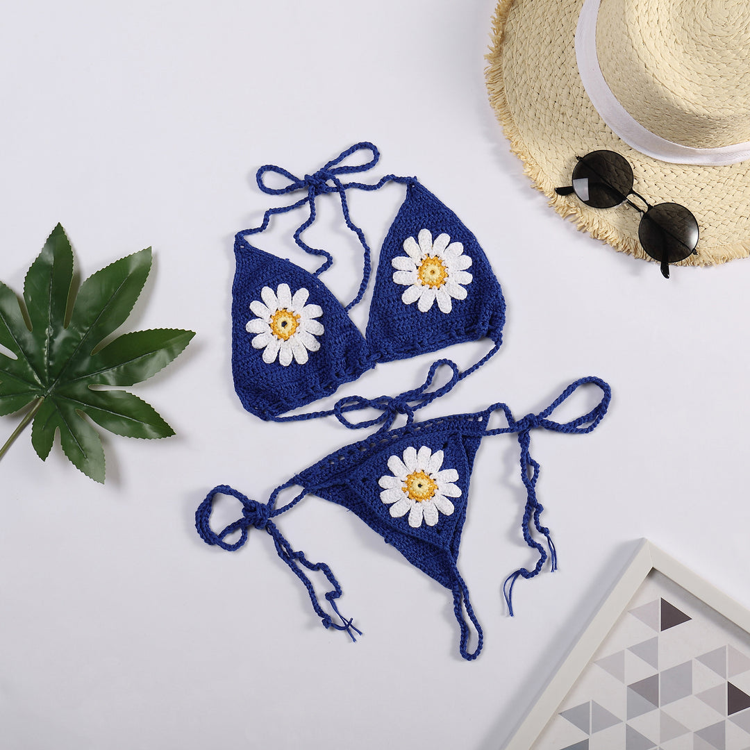 Damen Bikiniset mit floralem Häkelmuster R&B