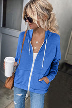 Damen bequemer Kapuzenpullover mit Reißverschluss und seitlichen Taschen R&B