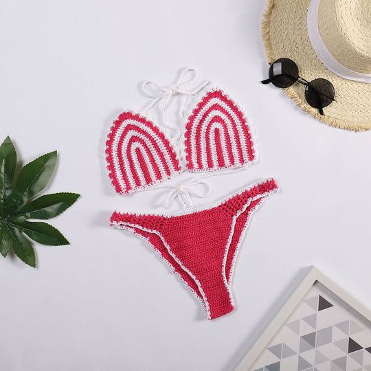 Damen Häkel-Bikini mit kontrastierendem Rand R&B